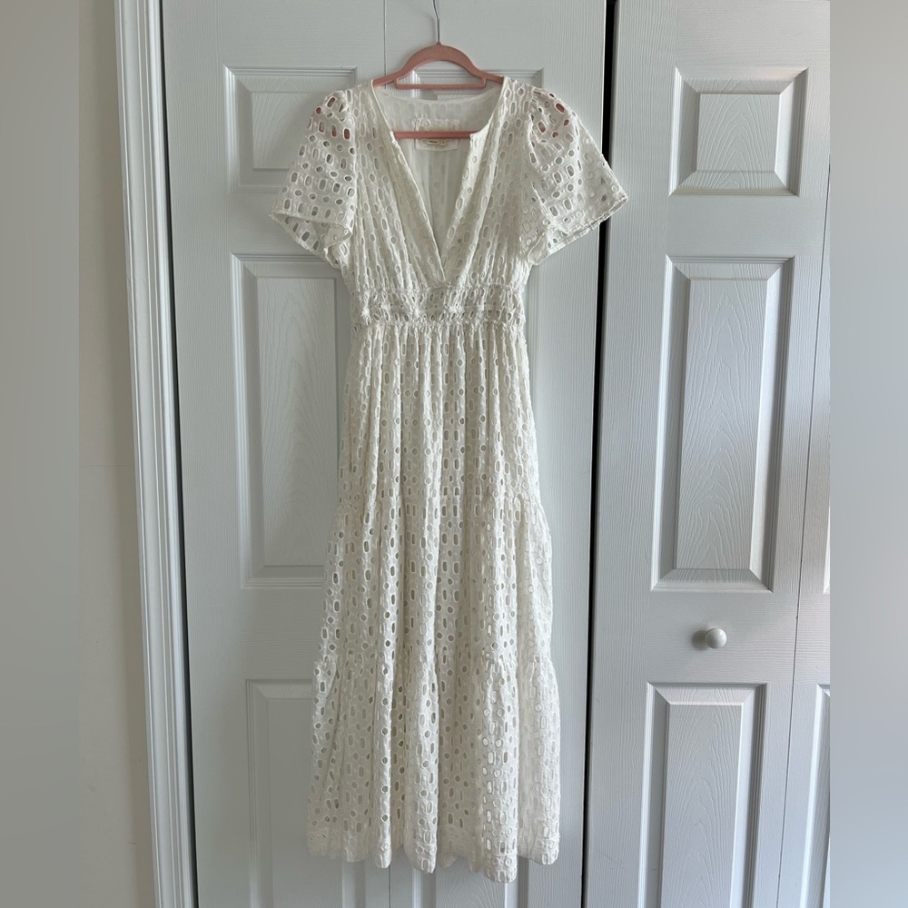 Anthropologie White Maxi Dress Small